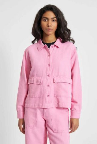 roze denim blouse met relaxed fit shirt lima 20949