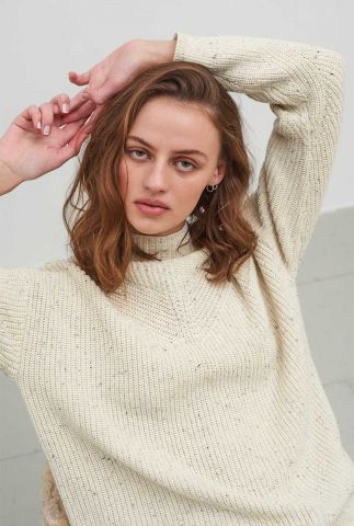 beige gemeleerde coltrui esriba turtleneck sweater knit string