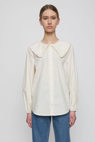 off-white blouse met lange mouwen en grote kraag eve shirt