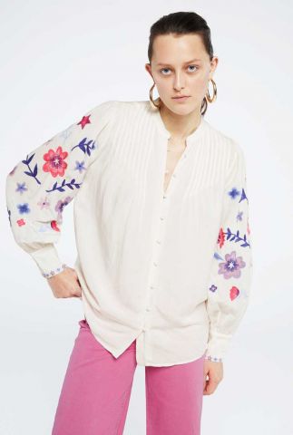 off-white blouse met geborduurde bloemen cecilia blouse 