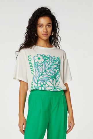 T-shirt met bloemen opdruk fay bloom green