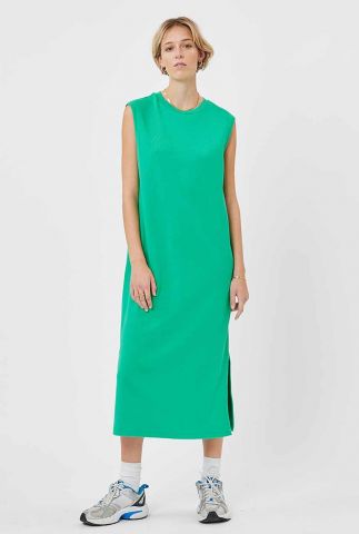 fel groene mouwloze midi jurk met split laylini 9537 deep mint