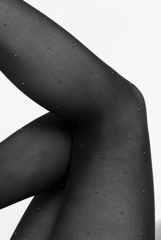 zwarte 50 denier panty met zilveren stip filippa dots