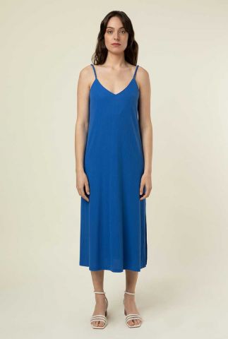 kobaltblauwe maxi jurk met lage rug en spaghetti bandjes miranda