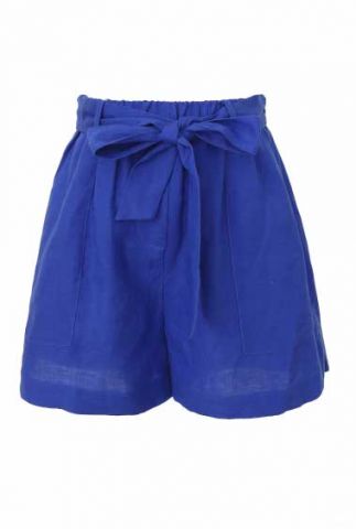 kobaltblauw high-waist paperbag short paula 1-f12358 