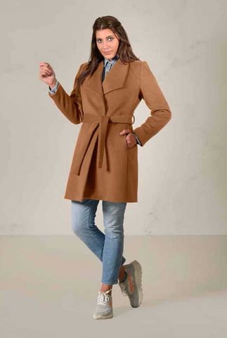 wollen mantel jas met ceintuur wool blend 6618505