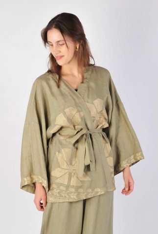 Groene kimono met ceintuur