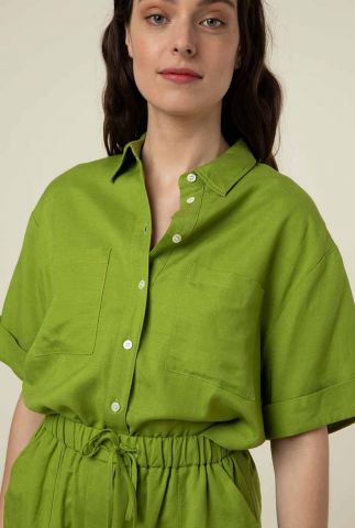 groene oversized blouse met overhemd kraag jody vert f11941