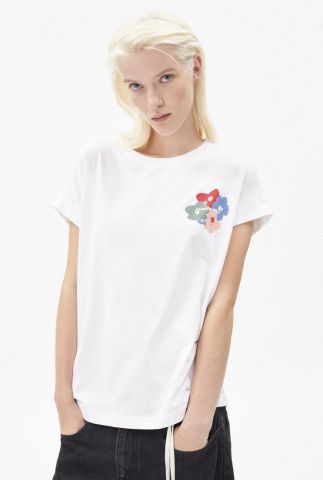 wit t-shirt met gebloemde logo opdruk idaa bouquet