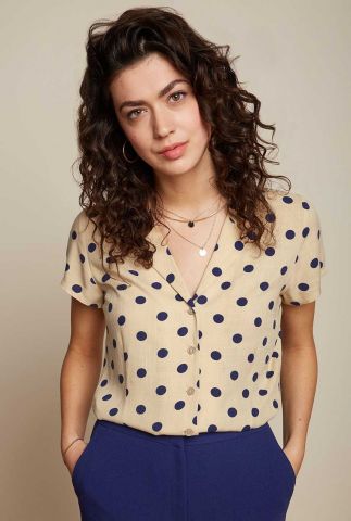 crèmekleurige blouse met stippenprint daisy blouse 07812