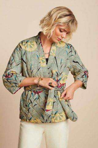 Groen jasje kimono jacket quilted