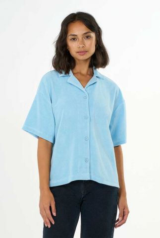 lichtblauwe badstof blouse met korte mouw terry short sleeve shirt 2090008