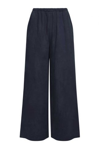 donkerblauwe cupro broek met wijde pijp nari palazzo trousers