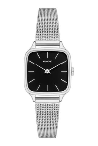 zilveren horloge met zwarte plaat kate royal kom-w4256
