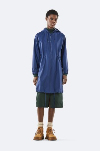 blauwe regenjas met tunnelkoord long w jacket 1278 klein blue