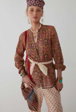 bruine vintage blouse met paisley dessin Anni Mela