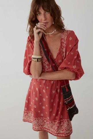 rode jurk met all-over print Sylvie Tomato