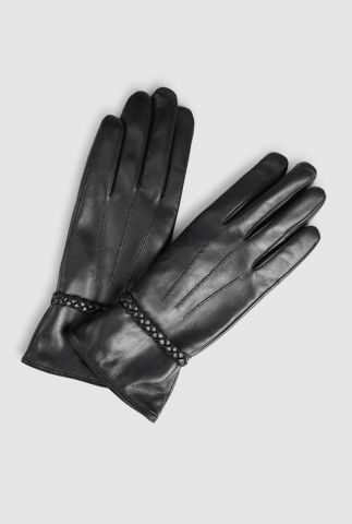 zwarte leren handschoenen met wollen voering susiembg glove