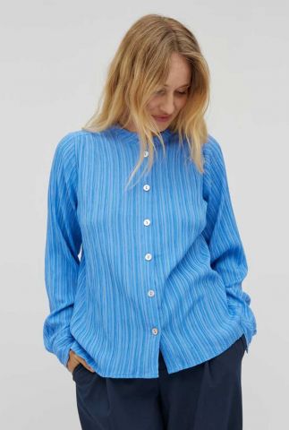 Blauwe structuur blouse solma-m
