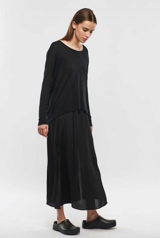 zwarte rok met elastische tailleband en glans nia-m 46587054