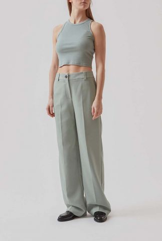grijs-groene straight fit pantalon met hoge taille gale pants sage