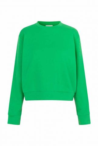 groene basis sweater met ronde hals en rechte pasvorm holly sweat