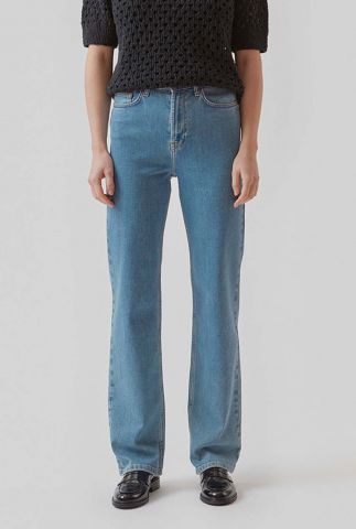lichte straight fit jeans met mid-waist rubiemd mid blue 56338