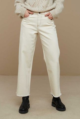 ecru kleurige jeans met rechte broekspijp mojo raw pant