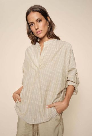 beige relaxed fit blouse met strepen ginny stripe blouse 144430