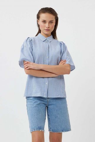 blauw-witte gestreepte blouse met korte wijde mouwen lollie 2532
