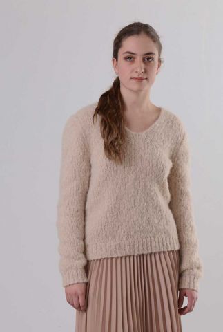 handgemaakte zandkleurige trui van baby alpaca my1177 mica