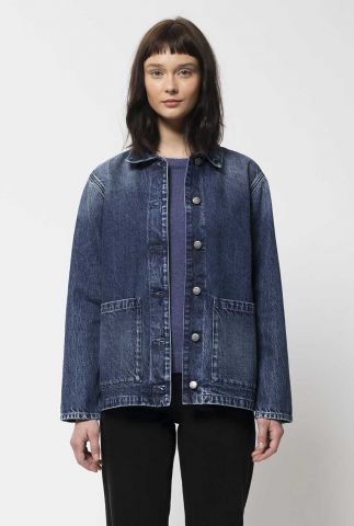 blauwe denim jas met knoopsluiting nina worker jacket 160752