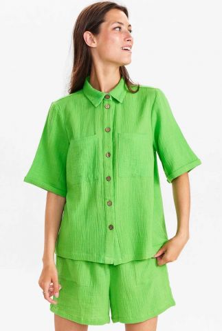 groene blouse met korte mouwen nusana shirt 703374