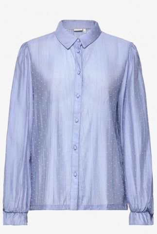 licht blauwe blouse met bolletjes textuur nuliza shirt 702789