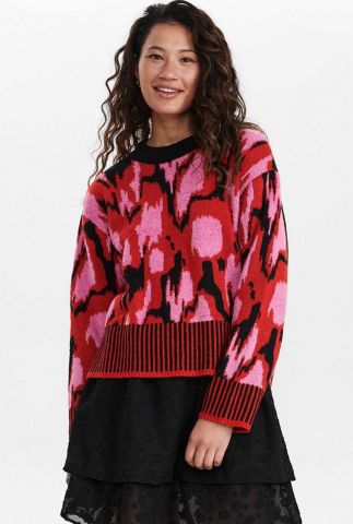 roze relaxed fit trui met dessin nuanikki pullover 702469