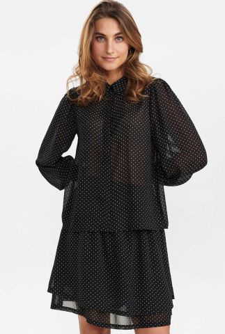 zwarte wijde blouse met stippen print nuamilia shirt 702735