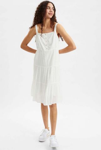 witte mouwloze jurk met bolletjes nudeni dress 701662-9000