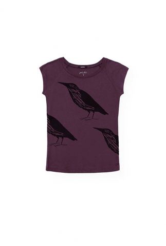 donkerpaars bamboe t-shirt met vogels songbird stroll 461605