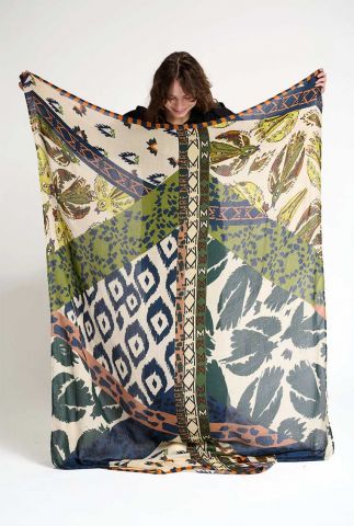 grote sjaal van wolmix met all-over print eclectic tribal SP6990