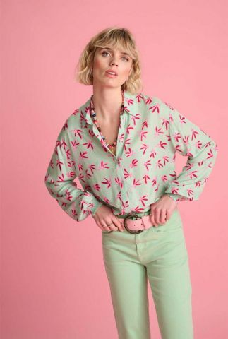 mintgroene blouse met bloemen milly fly away green sp7153