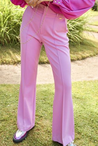 lichtroze flared broek met naad pants mauve pink sp7058