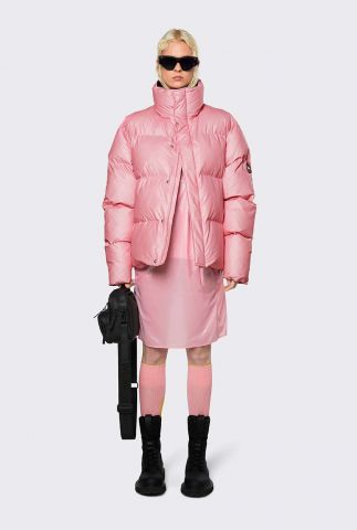 korte roze waterdichte puffer jas boxy puffer jacket pink sky 15220