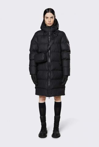 zwarte lange puffer jas long puffer jacket 15070