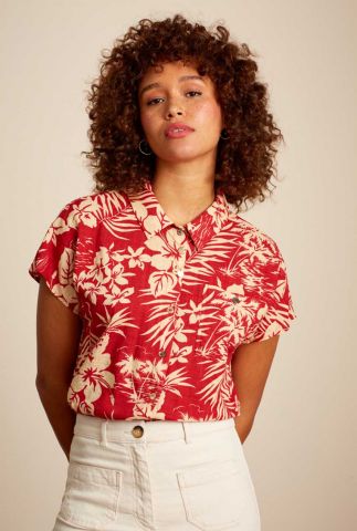 rode blouse met tropische print bea blouse carambola 07156