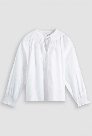 witte blouse met stippen en strikdetail inoa blouse t302-1141