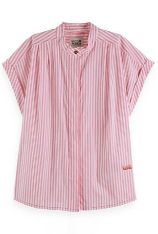 roze gestreepte blouse met korte mouwen 171902