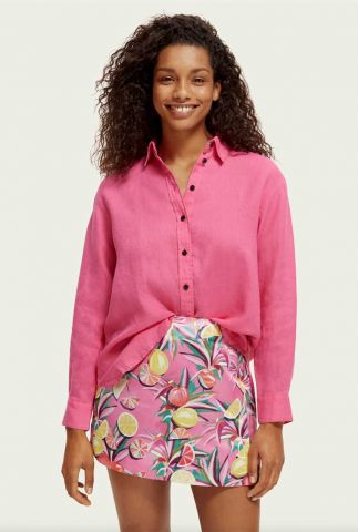 felroze oversized blouse van linnen 172771