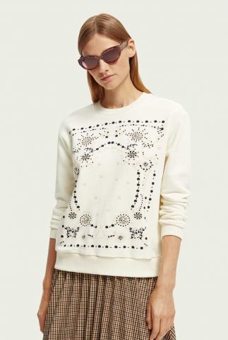 off-white relaxed fit sweater met geborduurd dessin 168842