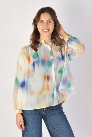 Kleurige tie-dye print blouse 24111253