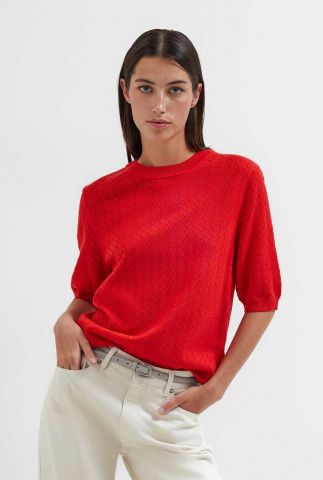 top helena 2/4 knit o-neck rood XS